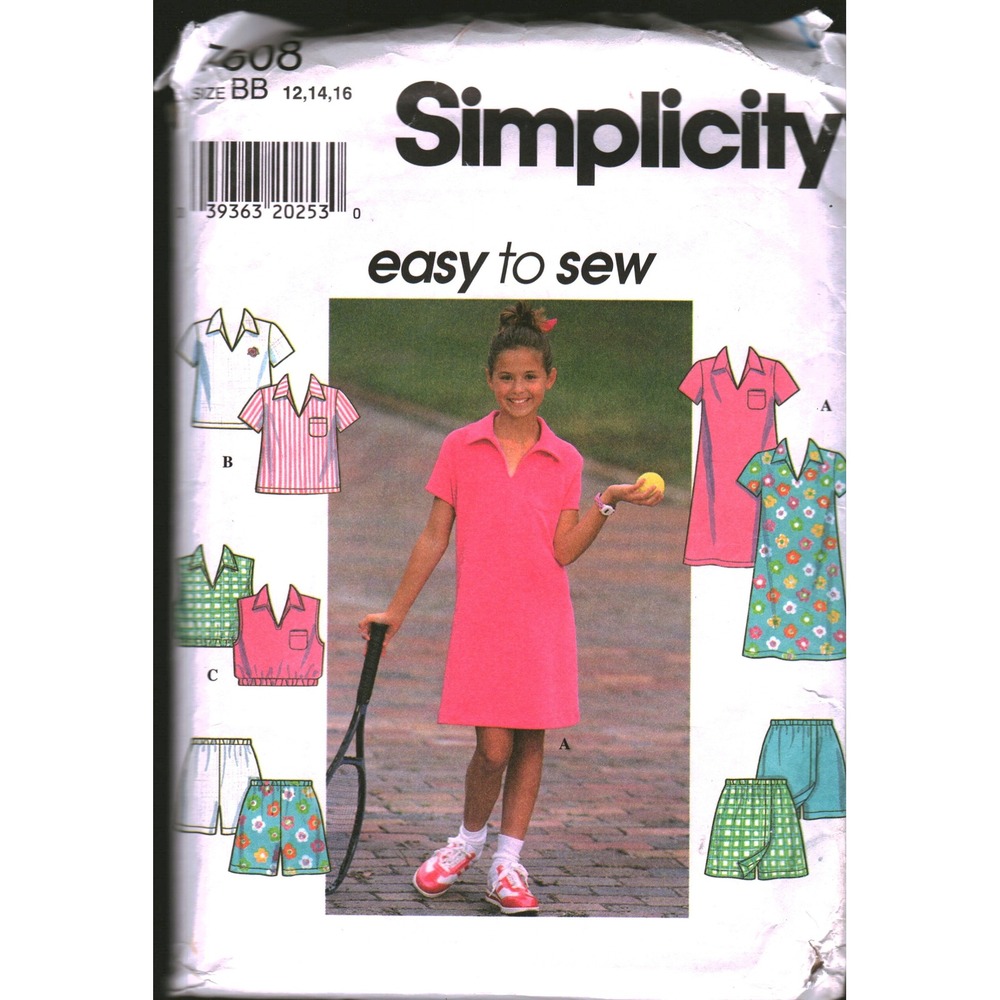 Simplicity 7608 Girls Dress Top Shorts Sewing Pattern Size 12-16 BB‎ Easy To Sew